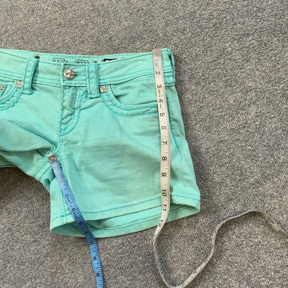 Miss Me Shorts Womens 25 Mint Studded Low Rise Denim Flap Pocket Stretch Zip Fly - Picture 5 of 11